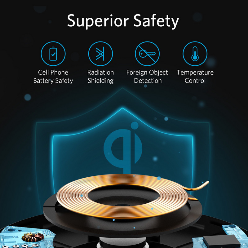 Anker Wireless Charger 313 PowerWave Pad Qi-Certified 10W Max iPhone 11 iPhone 14 AirPods Galaxy S20 bezvadu uzlādes paliktnis