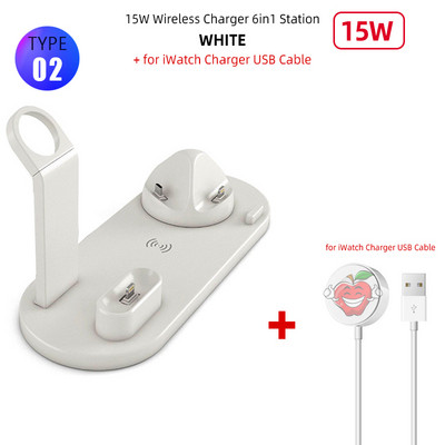 Suport pentru încărcător fără fir Stație tip C Suport de încărcare rapidă pentru iPhone 14 13 12 Samsung Xiaomi Încărcătoare de birou pentru iWatch Airpods