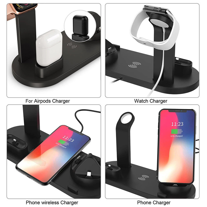 Suport pentru încărcător fără fir Stație tip C Suport de încărcare rapidă pentru iPhone 14 13 12 Samsung Xiaomi Încărcătoare de birou pentru iWatch Airpods