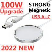 PD USB A 100 W magnetinio belaidžio įkroviklio padėklas, skirtas iPhone 12 13 14 Pro Max Mini Macsafe įkrovikliams greito belaidžio įkrovimo stotelė