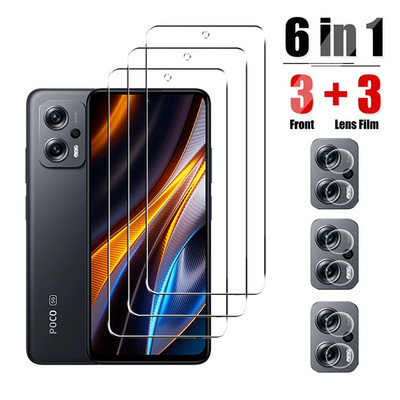 6in1 aizsargājošs rūdīts stikls priekš Xiaomi Poco X4 GT F4 X3 GT ekrāna aizsargs kameras objektīva plēve uz Poco X4 GT 5G stikla