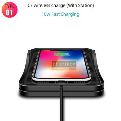 15 W greitas belaidis automobilinis įkroviklis, silikoninis prietaisų skydelis, neslystantis mobiliojo telefono padėklo stovo laikiklio kilimėlis, skirtas iPhone 13 12 11 Xiaomi Huawei