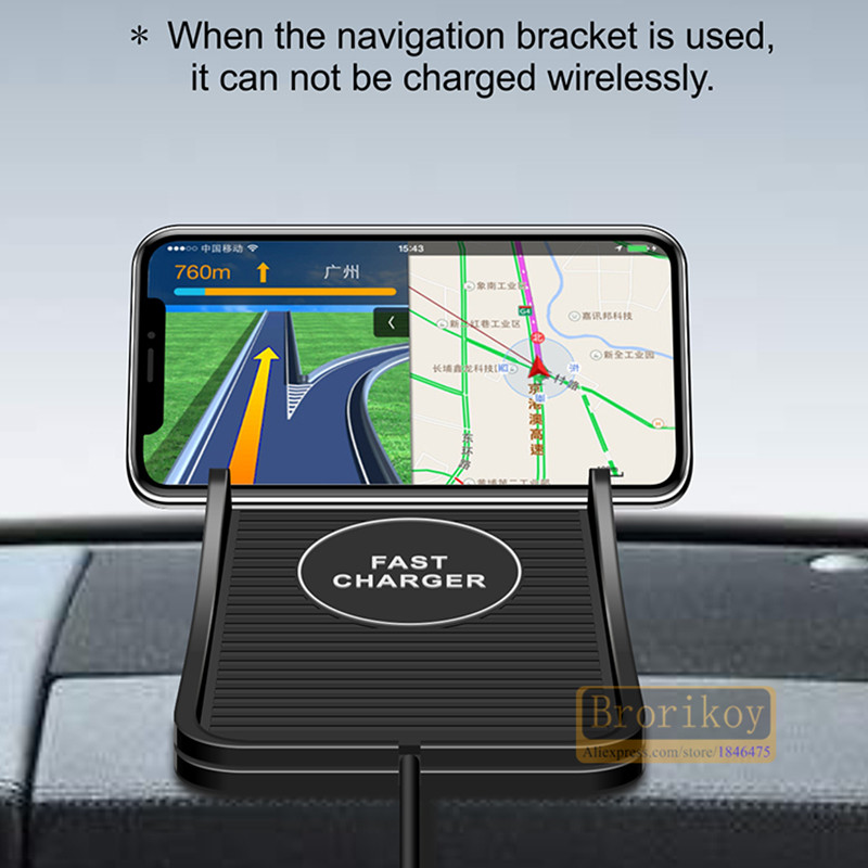 15 W greitas belaidis automobilinis įkroviklis, silikoninis prietaisų skydelis, neslystantis mobiliojo telefono padėklo stovo laikiklio kilimėlis, skirtas iPhone 13 12 11 Xiaomi Huawei