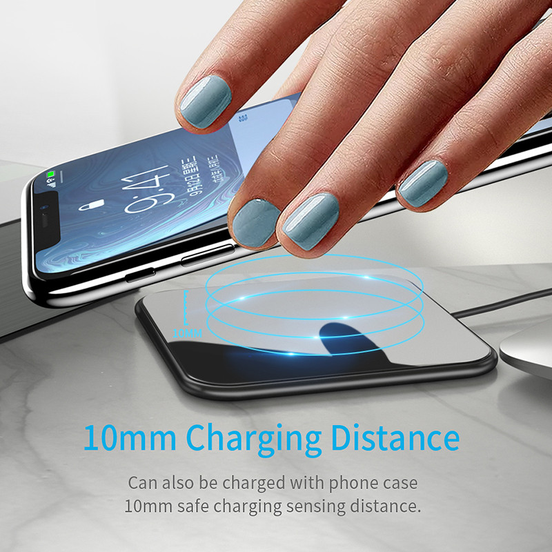 Essager 10W Qi ασύρματος φορτιστής για iPhone 11 Pro Xs Max XR X Samsung S10 S9 S20 Xiaomi Huawei Glass Fast Wireless Charging Pad