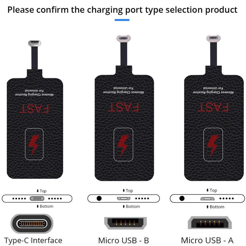 10 W „Qi“ belaidžio įkrovimo imtuvas, skirtas „Samsung Huawei Xiaomi Iphone5-7 Universal Micro USB Type C“ greito belaidžio įkroviklio adapteriui