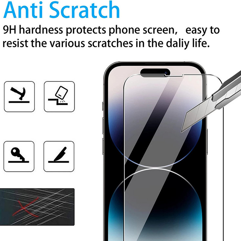 Priekinė galinė ekrano apsauga, skirta iphone 14 Pro Max 3D fotoaparato objektyvo grūdintas stiklas ant iphone 14 Plus 13 Pro Max apsauginis stiklas