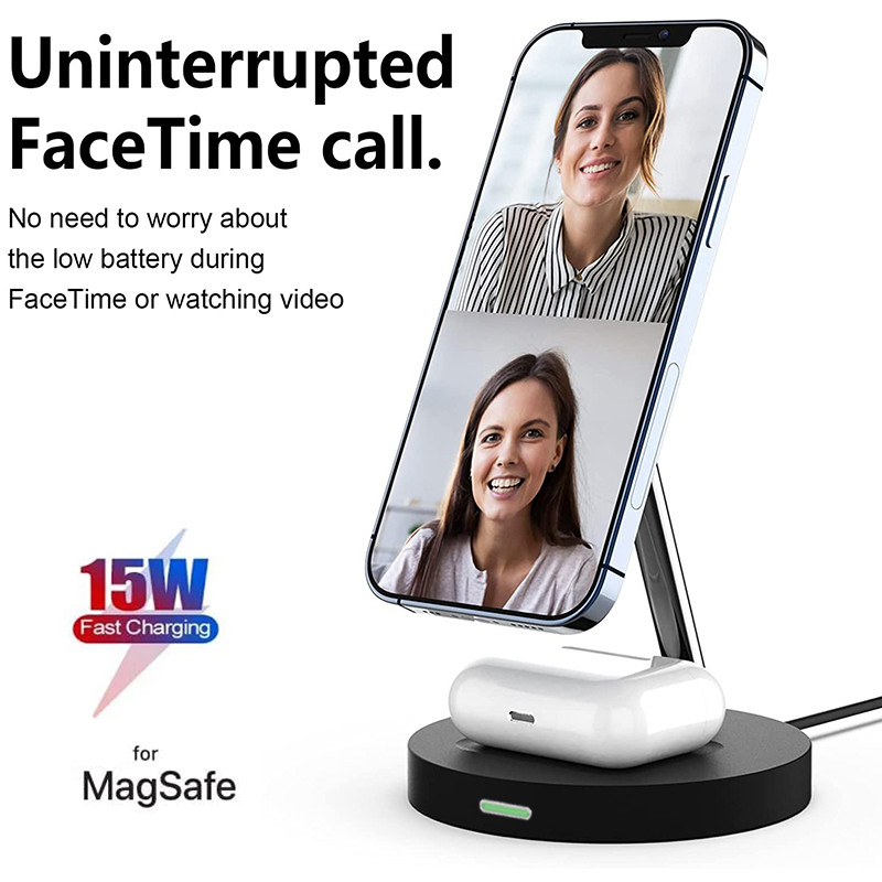 3 viename belaidžio įkroviklio stovas, skirtas Magsafe iPhone 14 13 12 11 Pro Max XS XR 15W Qi greito įkrovimo dokas, skirtas AirPods Pro 2 3 iWatch
