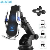 Automatinio prispaudimo 15 W automobilinis belaidis įkroviklis skirtas iPhone 13 12 11 XS XR X 8 Samsung S20 S21 magnetinis USB įkrovimo telefono laikiklis