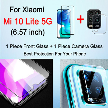 Закалено стъкло за Xiaomi mi 10 lite 5G Screen Protector 2 в 1 Фолио за обектива на камерата Защитно стъкло на Xiaomi mi 10 lite 5G стъкло