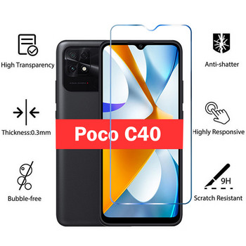 HD закалено стъкло за Poco C40 Протектор на екрана Фолио за обектив на камерата За Xiaomi Poco C40 Защитно стъкло