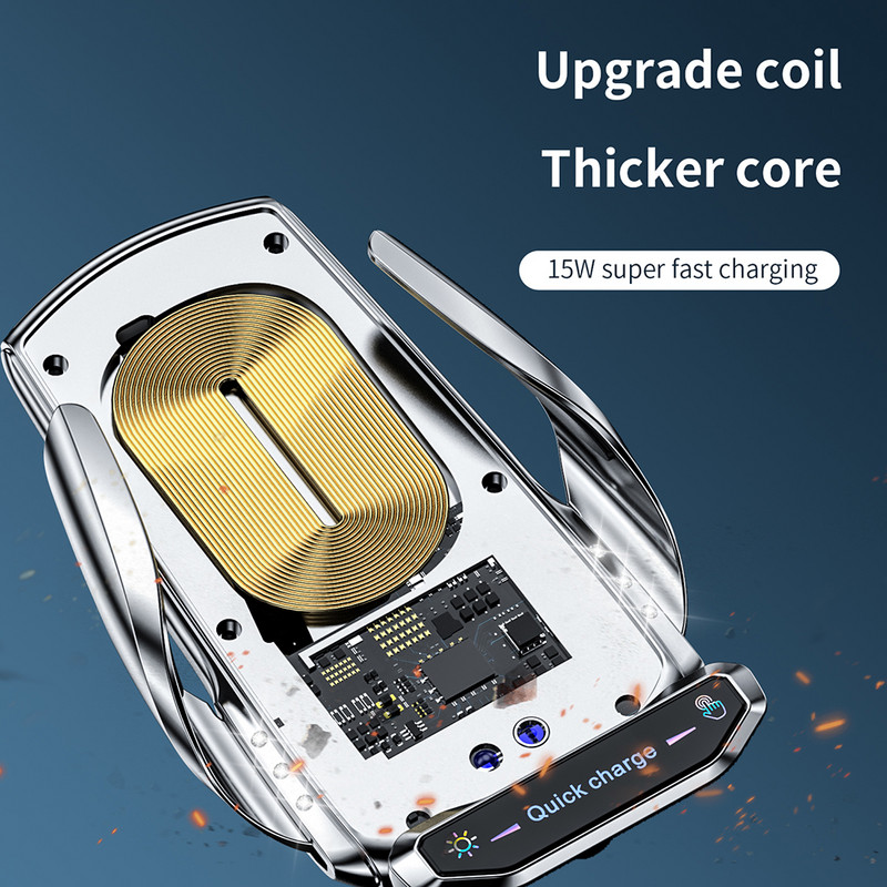 15W automobilinis belaidis įkroviklis skirtas iPhone 13 12 Samsung S20 Note10 infraraudonųjų spindulių automatinis telefono įkrovimo laikiklis universalus su magnetine galvute
