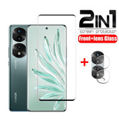 2 vienā rūdīts stikls Honor 70 Pro Plus kameras objektīvam cristal templado ekrāna aizsargs Honor 70 Pro Plus aizsargstiklam