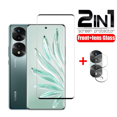 2-ühes karastatud klaas Honor 70 Pro Plus kaamera objektiivi cristal templado ekraanikaitse jaoks Honor 70 Pro Plus kaitseklaasile