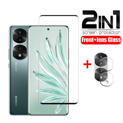 2 vienā rūdīts stikls Honor 70 Pro Plus kameras objektīvam cristal templado ekrāna aizsargs Honor 70 Pro Plus aizsargstiklam