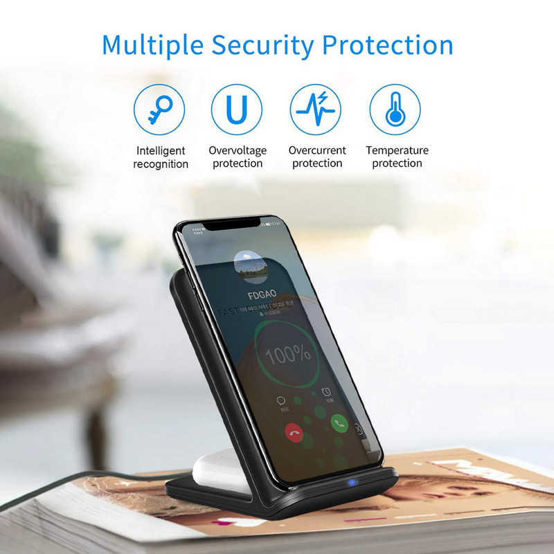 15 W greito įkrovimo laikiklis 2 viename belaidžio įkroviklio stovas, skirtas iPhone 14 13 12 11 XR XS X 8 Airpods Pro Samsung S22 S21 įkrovimo dokas