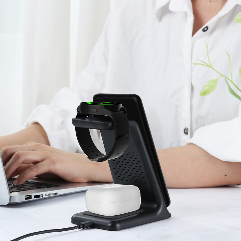 3 viename indukcinis Qi belaidis įkroviklis greito įkrovimo laikiklis skirtas iPhone 14 13 12Pro Samsung Galaxy Watch 5 Apple iWatch įkrovikliui