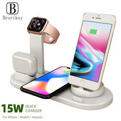 3 vienā bezvadu lādētājs tālruņa pulksteņa stacija Apple iPhone Xs Max iWatch 6 5 4 3 2 Airpods Pro ātrās uzlādes C tipa stacijai