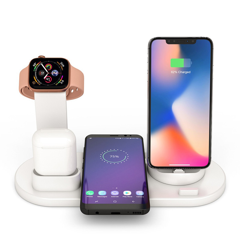 3 vienā bezvadu lādētājs tālruņa pulksteņa stacija Apple iPhone Xs Max iWatch 6 5 4 3 2 Airpods Pro ātrās uzlādes C tipa stacijai