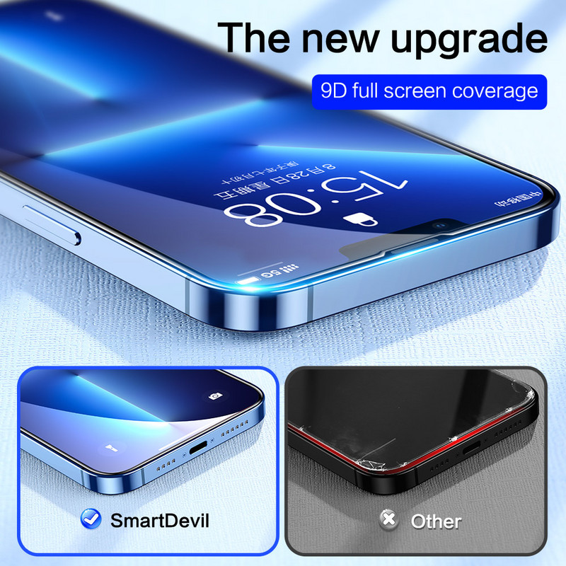SmartDevil Soft Edg Screen Protector za iPhone 13 Pro Max Kaljeno staklo za iPhone 13 mini Zaštitno staklo HD Anti Blue Light