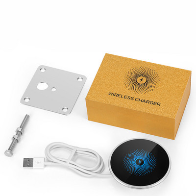 Stalinis integruotas belaidis įkroviklis, skirtas iPhone 11 X Samsung S10 Xiaomi mi 9 Table Office 15W 10W 7,5W Qi Fast Pad Phone Charger 3.0