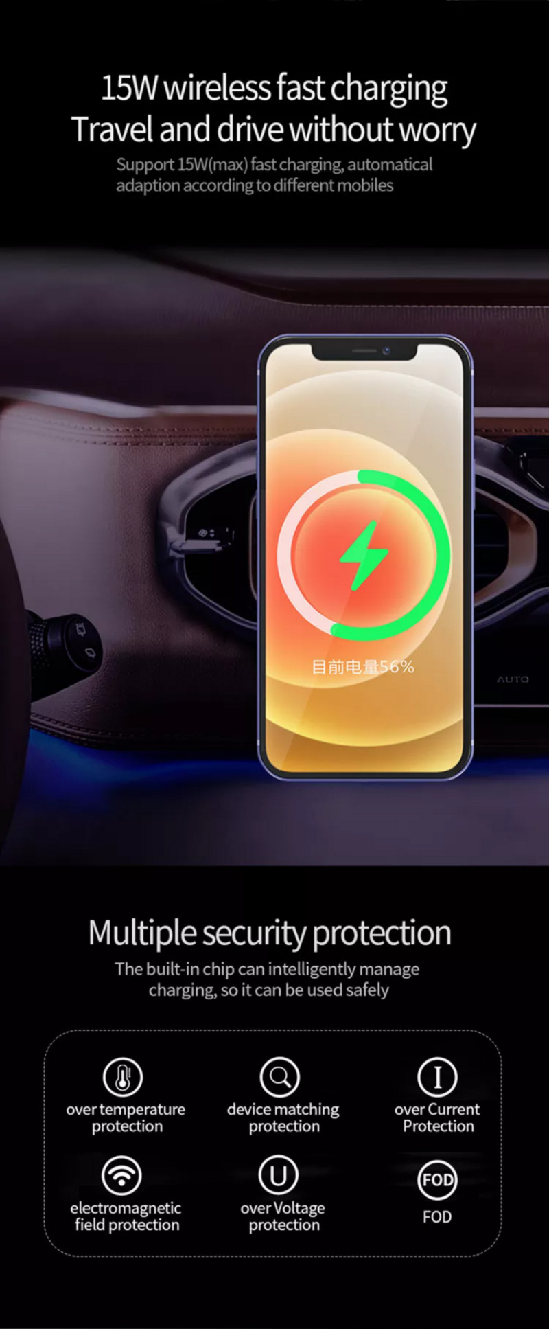 150 W magnetinis automobilinis belaidis įkroviklis Automobilinis oro ventiliacinis automobilio telefono laikiklis, skirtas macsafe iPhone 14 13 12 pro max Greitas automobilio įkrovimas