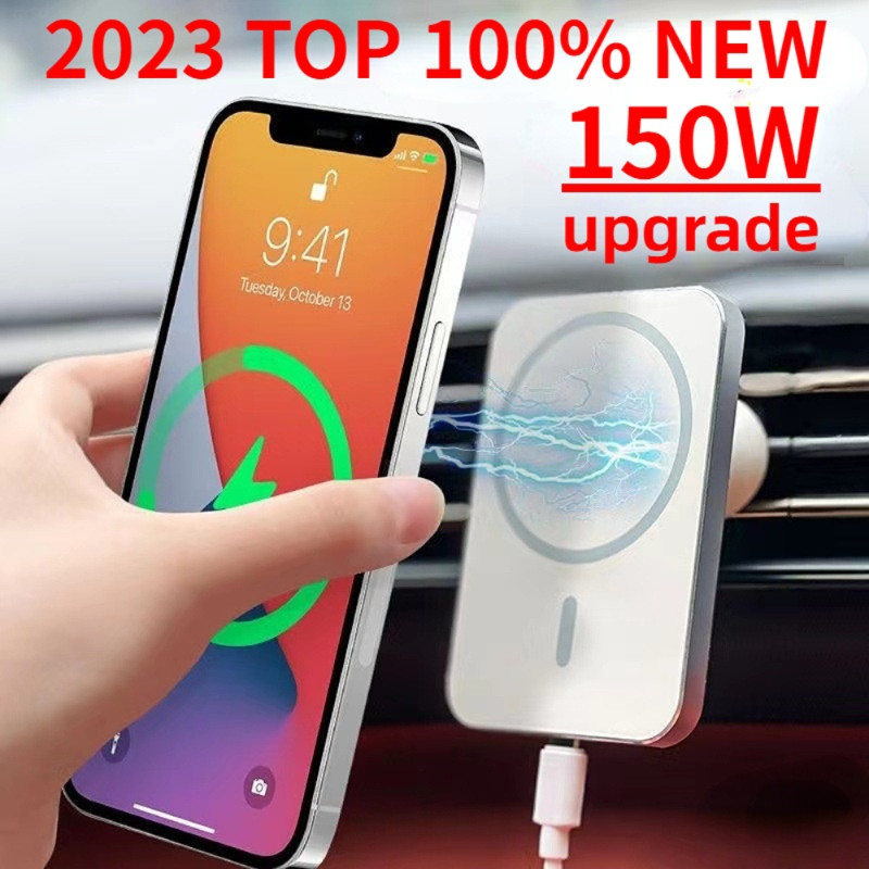 150 W magnetinis automobilinis belaidis įkroviklis Automobilinis oro ventiliacinis automobilio telefono laikiklis, skirtas macsafe iPhone 14 13 12 pro max Greitas automobilio įkrovimas