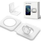 2 viename 15 W Fast Macsafe Duo skirtas iPhone Apple Watch Airpods Macsafe įkrovimo stotis Sulankstomas magnetinis saugus belaidžių įkroviklių padėklas