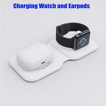 2 σε 1 Γρήγορο Macsafe Duo 15 W για iPhone Apple Watch Airpods Macsafe σταθμός φόρτισης Πτυσσόμενο μαγνητικό ασφαλές μαξιλάρι ασύρματων φορτιστών