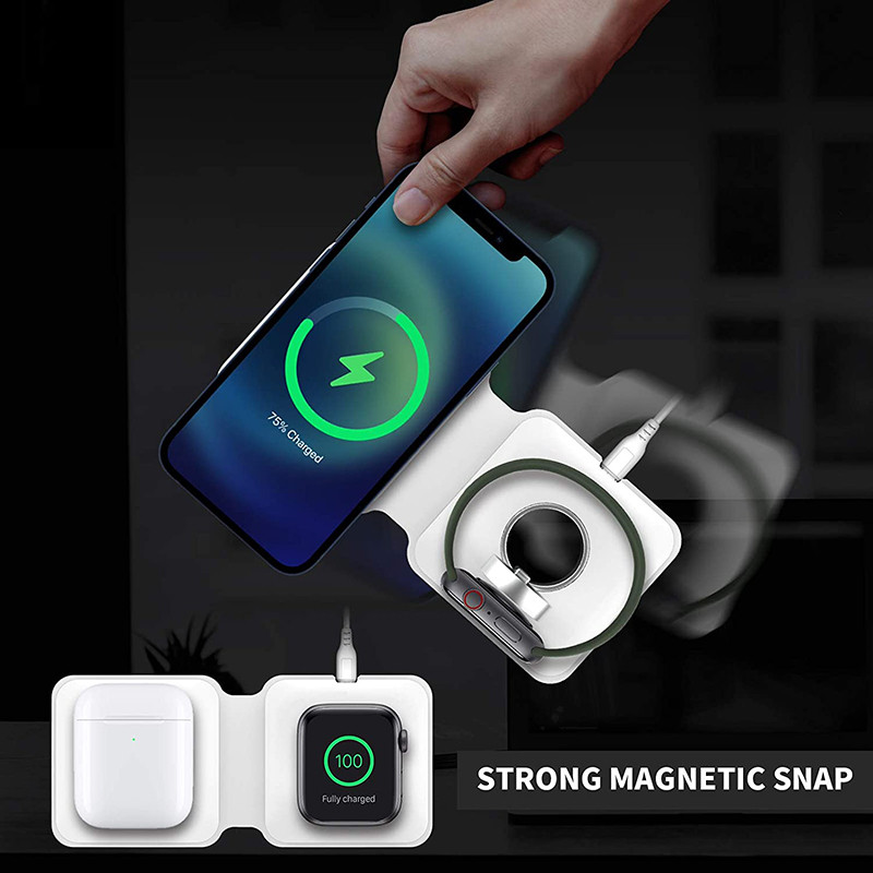 2 viename 15 W Fast Macsafe Duo skirtas iPhone Apple Watch Airpods Macsafe įkrovimo stotis Sulankstomas magnetinis saugus belaidžių įkroviklių padėklas