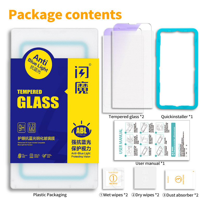 SmartDevil Blue-ray Tempered Glass για iPhone 13 Pro Max Mini 14 Plus Screen Protector Universal για 13/14/13Pro, 13ProMax/14Plus