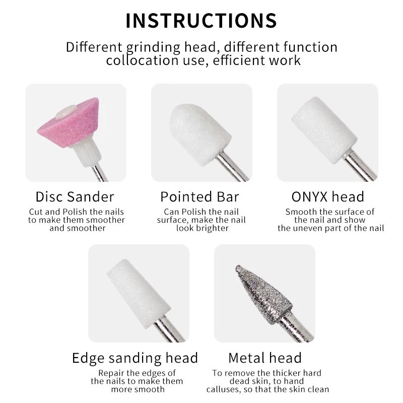5 viename Profesionalus MINI elektrinis nagų gręžimo rinkinys Manikiūras Pedikiūras Šlifavimas Poliravimas Nagų dailės Šlifavimo Dildžių Rašiklio įrankiai