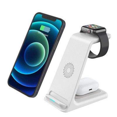 Βάση ασύρματης φόρτισης Qi 20W για iPhone 14 13 12 11 XR 8 Apple Watch 3 σε 1 Σταθμός βάσης φόρτισης για Airpods Pro iWatch 7