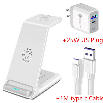 20 W Qi belaidžio įkroviklio stovas skirtas iPhone 14 13 12 11 XR 8 Apple Watch 3 viename įkrovimo doko stotis, skirta Airpods Pro iWatch 7