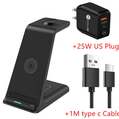 20 W Qi belaidžio įkroviklio stovas skirtas iPhone 14 13 12 11 XR 8 Apple Watch 3 viename įkrovimo doko stotis, skirta Airpods Pro iWatch 7