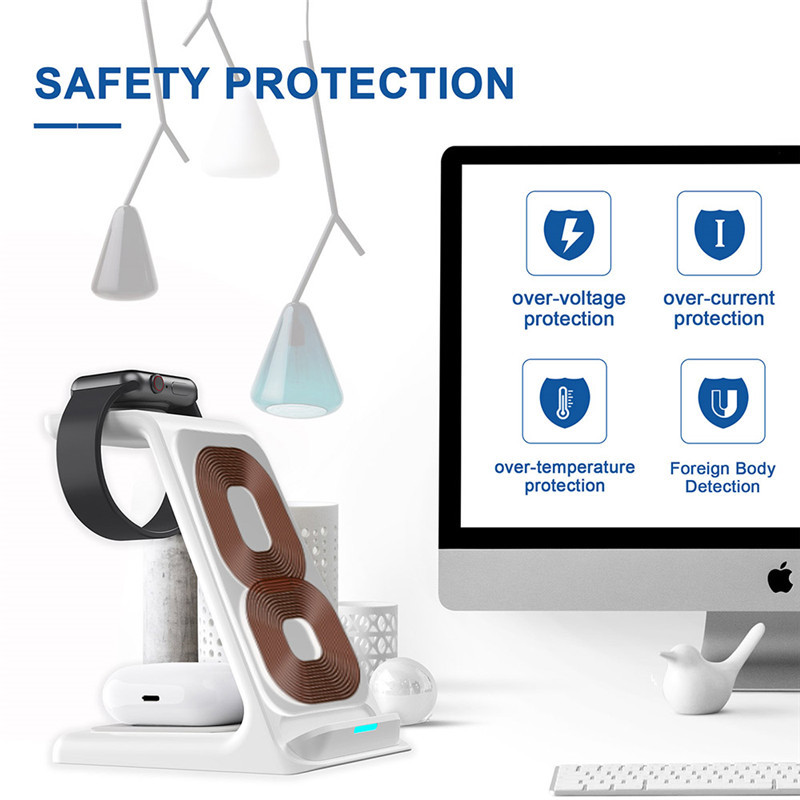 20 W Qi belaidžio įkroviklio stovas skirtas iPhone 14 13 12 11 XR 8 Apple Watch 3 viename įkrovimo doko stotis, skirta Airpods Pro iWatch 7