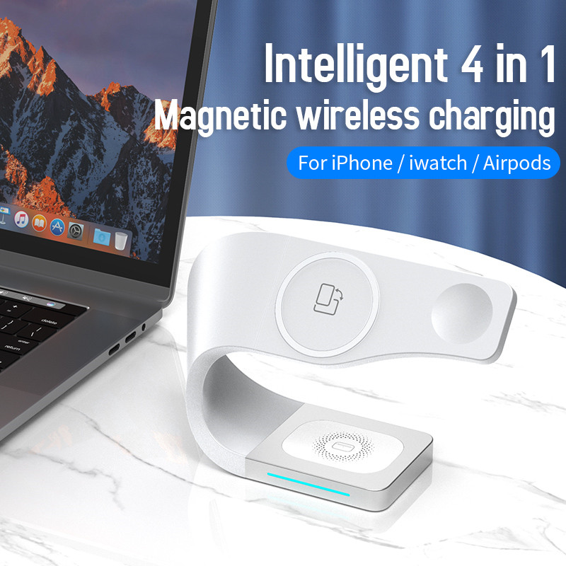 4 vienā 15 W magnētiskais Macsafe Fast QI bezvadu lādētājs IPHONE 12 13 Pro Applewatch 7 6 Airpods 3 Dock Magsafe-lādētājs