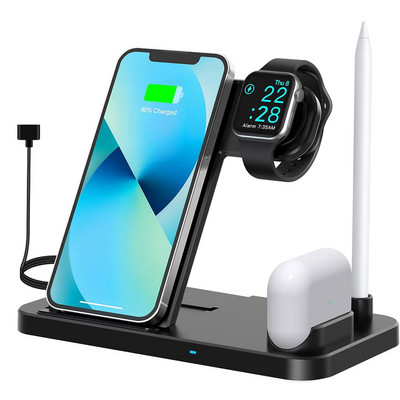 100 W Qi kiire juhtmevaba laadija alus iPhone'ile 14 13 11 12 Apple Watch 4-ühes kokkupandav laadimisjaam Airpods 3 Pro iWatchi jaoks