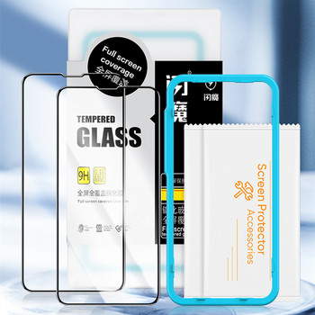SmartDevil прахоустойчив приемник, закалено стъкло, протектор за екран за iPhone 14 13 12 11 Pro Max X XS XR 13 12 mini Full Cover HD