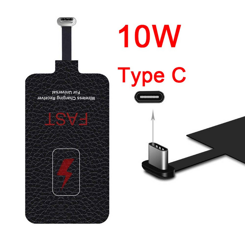5V/2A 10W Qi greito belaidžio įkroviklio imtuvas, skirtas iPhone 7,6,5, Samsung Huawei Xiaomi Type-c Micro USB Qi C pagrindinė jungtis