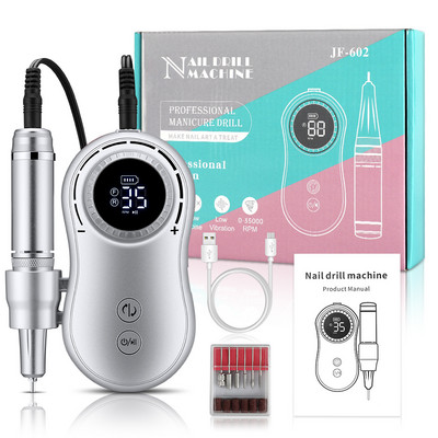 INBUTY 35000RPM bušilica za nokte set za manikuru električna bušilica za nokte punjiva brusilica za gel lak za nokte profesionalni alat