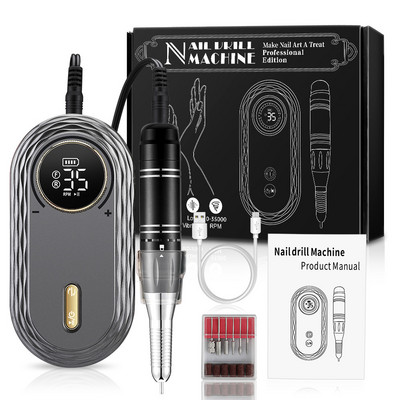INBUTY 35000RPM bušilica za nokte set za manikuru električna bušilica za nokte punjiva brusilica za gel lak za nokte profesionalni alat