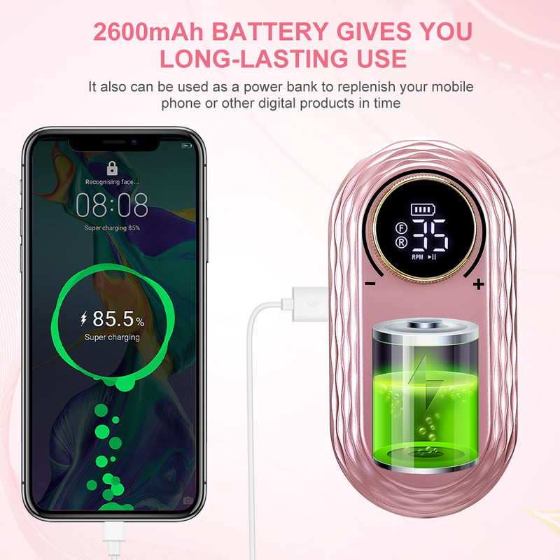 INBUTY 35000RPM bušilica za nokte set za manikuru električna bušilica za nokte punjiva brusilica za gel lak za nokte profesionalni alat