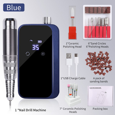 Nagų gręžtuvas Profesionalios tekinimo staklės, skirtos manikiūrui, elektrinis nagų šlifuoklis nagų poliravimo pjoviklis, 35 000 aps./min. gelio variklis