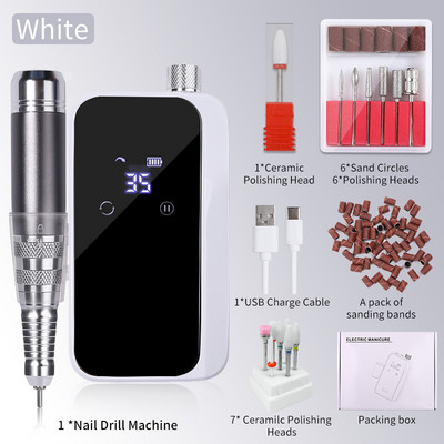 Nagų gręžtuvas Profesionalios tekinimo staklės, skirtos manikiūrui, elektrinis nagų šlifuoklis nagų poliravimo pjoviklis, 35 000 aps./min. gelio variklis
