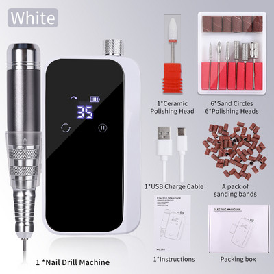 Nagų gręžtuvas Profesionalios tekinimo staklės, skirtos manikiūrui, elektrinis nagų šlifuoklis nagų poliravimo pjoviklis, 35 000 aps./min. gelio variklis