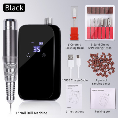Nagų gręžtuvas Profesionalios tekinimo staklės, skirtos manikiūrui, elektrinis nagų šlifuoklis nagų poliravimo pjoviklis, 35 000 aps./min. gelio variklis
