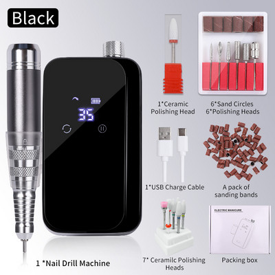 Nagų gręžtuvas Profesionalios tekinimo staklės, skirtos manikiūrui, elektrinis nagų šlifuoklis nagų poliravimo pjoviklis, 35 000 aps./min. gelio variklis