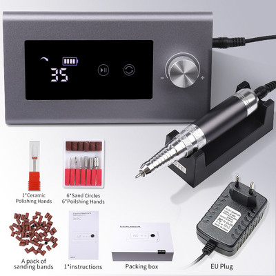 Nagų gręžtuvas Profesionalios tekinimo staklės, skirtos manikiūrui, elektrinis nagų šlifuoklis nagų poliravimo pjoviklis, 35 000 aps./min. gelio variklis