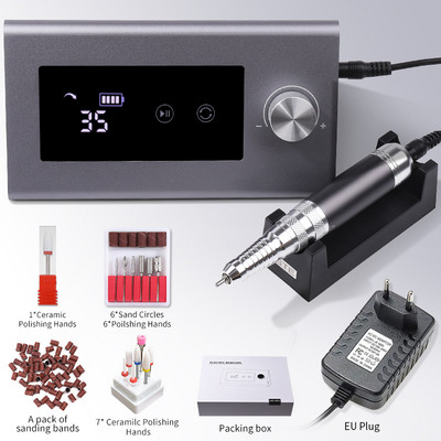 Nagų gręžtuvas Profesionalios tekinimo staklės, skirtos manikiūrui, elektrinis nagų šlifuoklis nagų poliravimo pjoviklis, 35 000 aps./min. gelio variklis