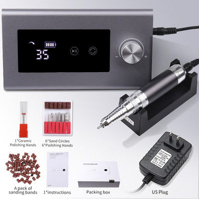 Nagų gręžtuvas Profesionalios tekinimo staklės, skirtos manikiūrui, elektrinis nagų šlifuoklis nagų poliravimo pjoviklis, 35 000 aps./min. gelio variklis
